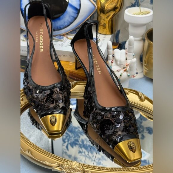 🆕 KURT GEIGER LONDON 🧿 NWOB Regent Floral Sequin Low Heel Slingback Sz 37 US 7 - Picture 5 of 14